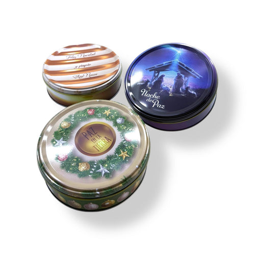 Butter Cookies in a Round Metal Tin - Coquí and Christmas