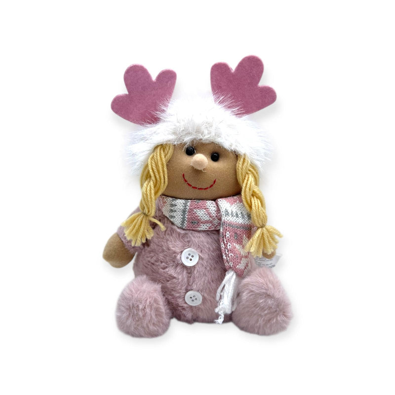 Navidad - Coordinado Rosa Pastel, Muñecos Sentados 10''