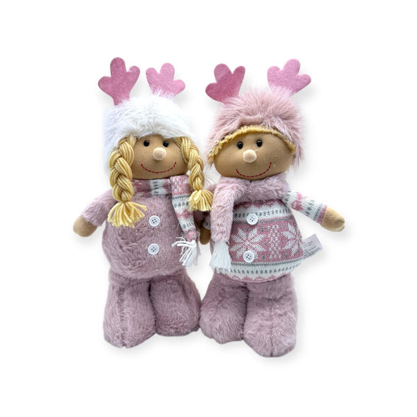 Navidad - Coordinado Rosa Pastel, Muñecos de Pie 15''