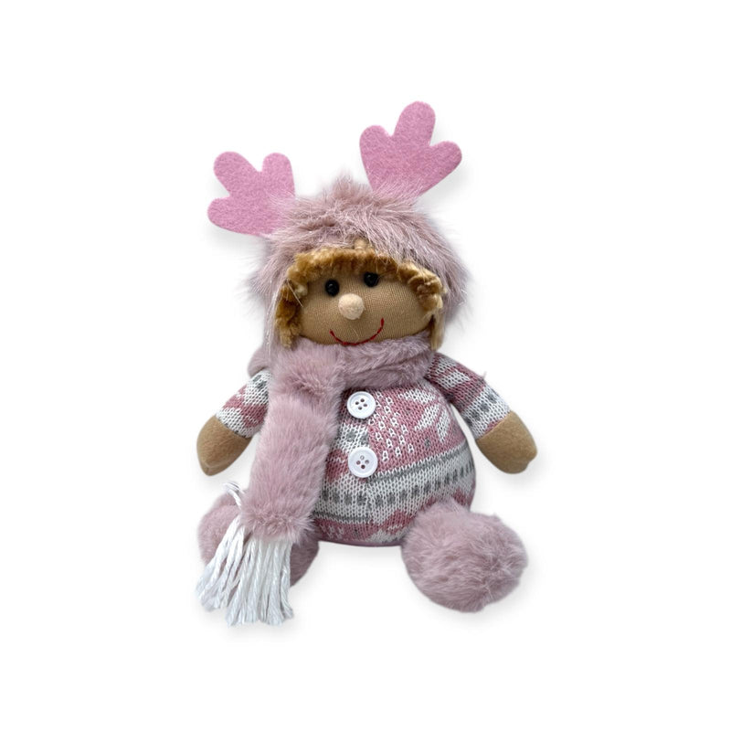 Navidad - Coordinado Rosa Pastel, Muñecos Sentados 10''