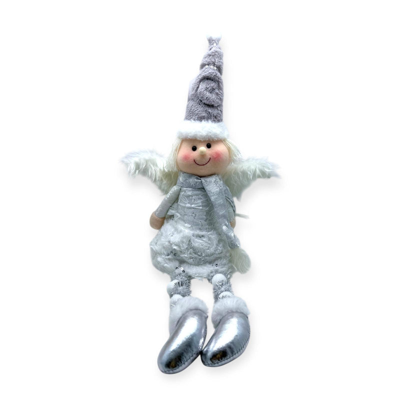 Navidad - Coordinado de Angelitos Blanco y Plateado, Piernas de 'Pom Pom' 18''