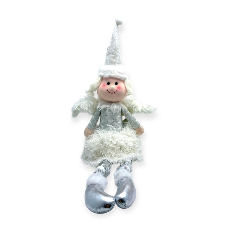 Navidad - Coordinado de Angelitos Blanco y Plateado, Piernas de 'Pom Pom' 18''