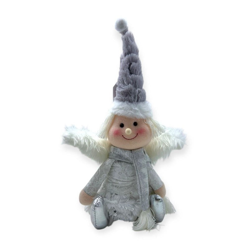 Navidad - Coordinado de Angelitos Blanco y Plateado, Sentado 11''
