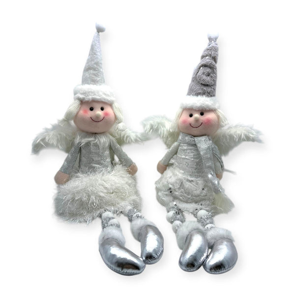 Navidad - Coordinado de Angelitos Blanco y Plateado, Piernas de 'Pom Pom' 18''