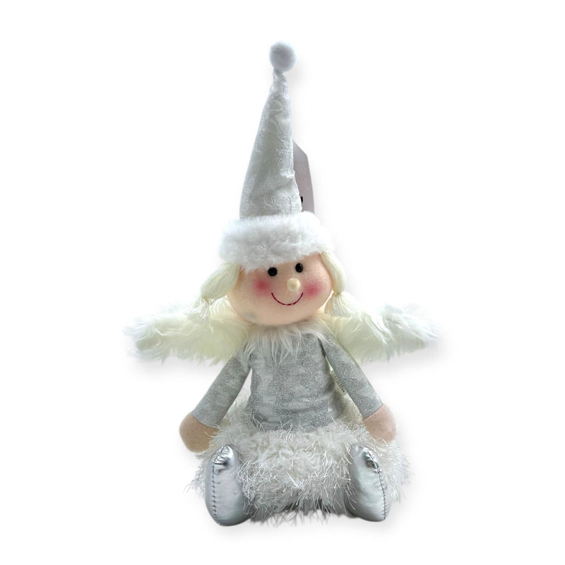 Navidad - Coordinado de Angelitos Blanco y Plateado, Sentado 11''
