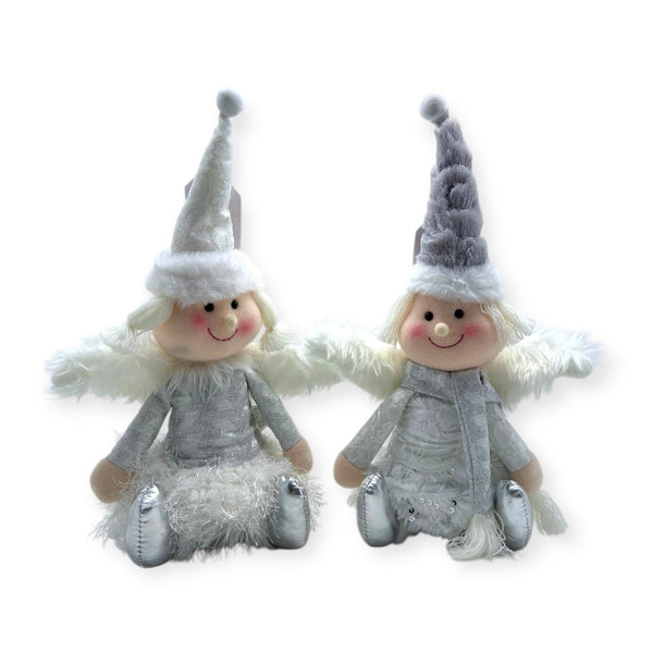 Navidad - Coordinado de Angelitos Blanco y Plateado, Sentado 11''