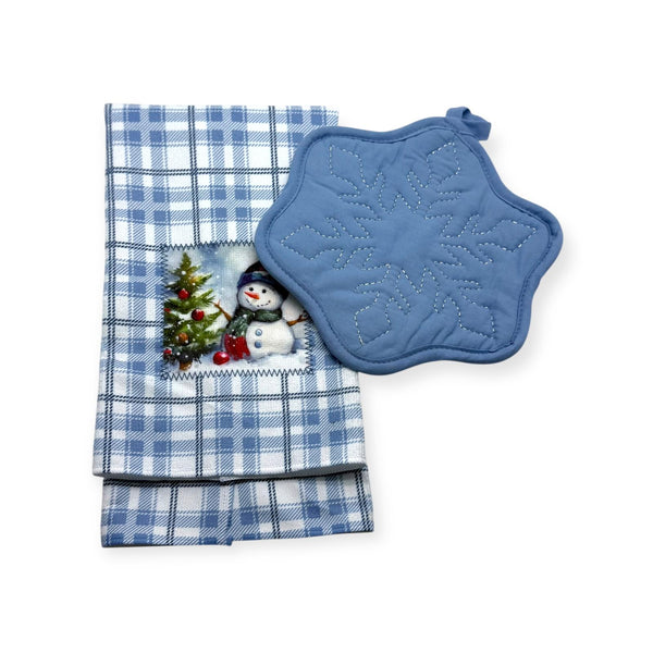 Navidad - Set de Agarradera y Toalla de Cocina, Muñeco de Nieve (2pcs)