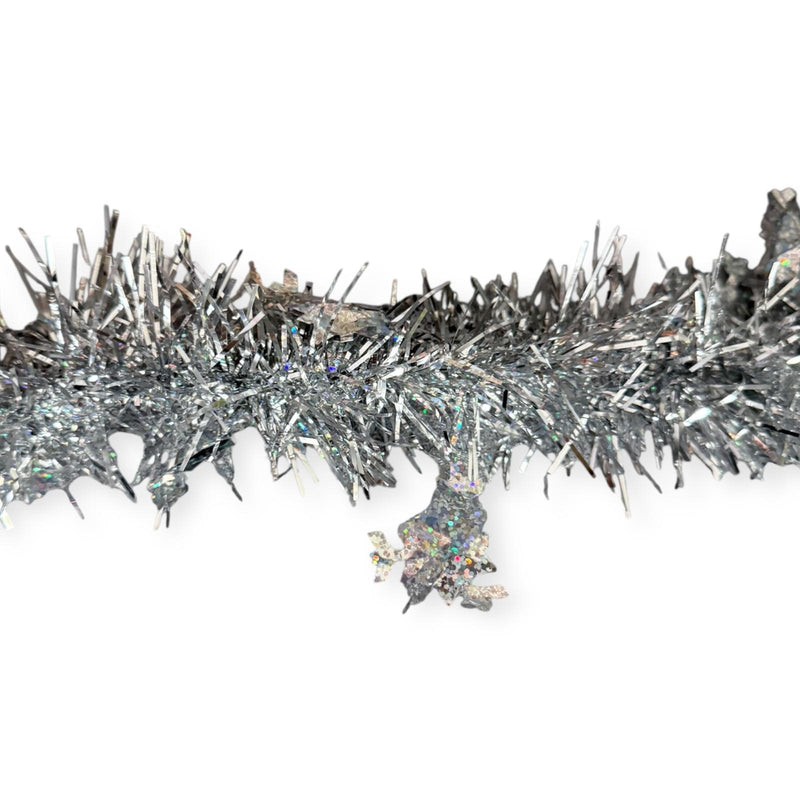 Navidad - Guirnalda en Oropel/Tinsel, Color a Escoger con Copos de Nieve 9ft