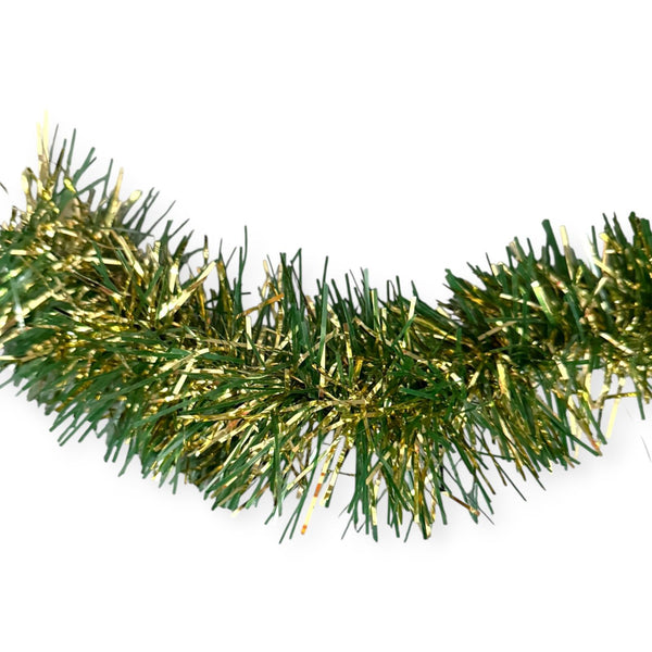 Navidad - Guirnalda en Oropel/Tinsel, Verde y Oro 9ft