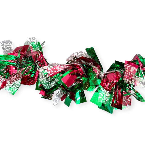 Navidad - Guirnalda en Oropel/Tinsel, Verde y Rojo 9ft
