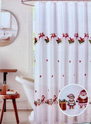 Cortinas de Baño Blancas con Bordados Navideños (70''x 72'')