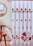 Cortinas de Baño Blancas con Bordados Navideños (70''x 72'')