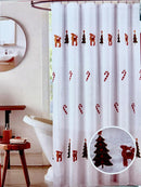 Cortinas de Baño Blancas con Bordados Navideños (70''x 72'')
