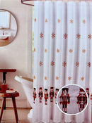Cortinas de Baño Blancas con Bordados Navideños (70''x 72'')