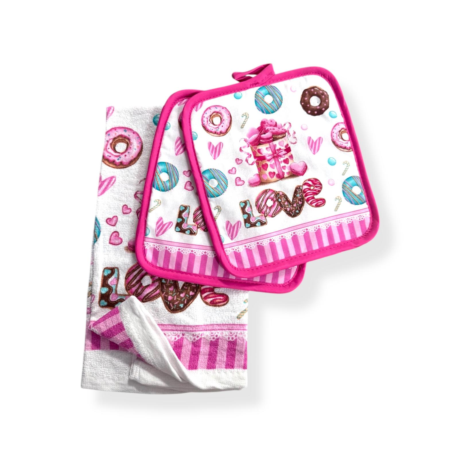 Valentine's Day - Set de Cocina 3pcs (Agarraderas y Toalla)
