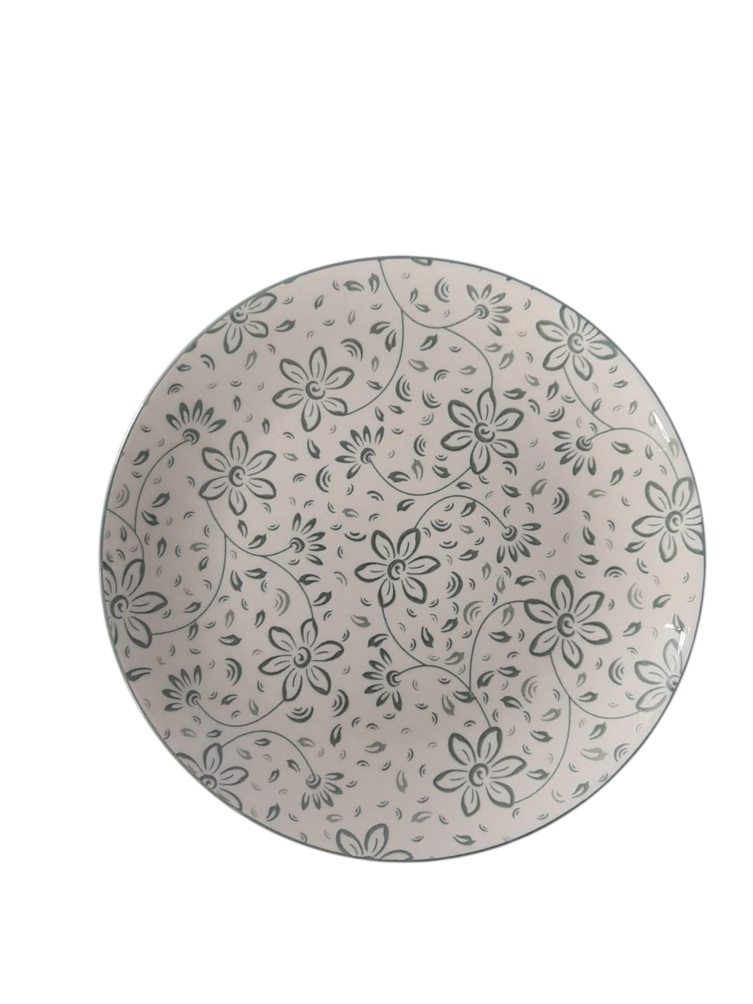 Platos y Taza en Cerámica con Diseño Floral