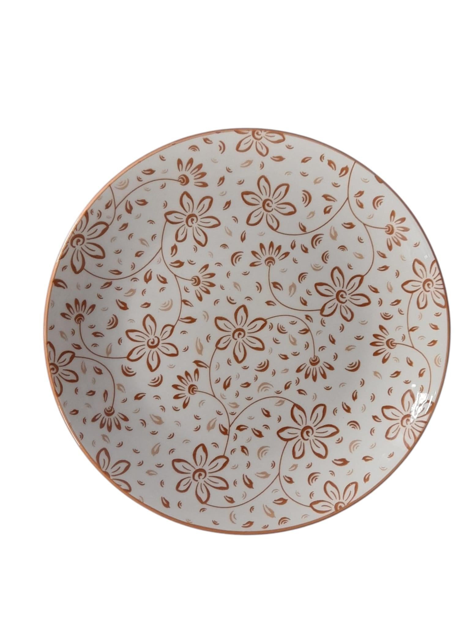 Platos y Taza en Cerámica con Diseño Floral