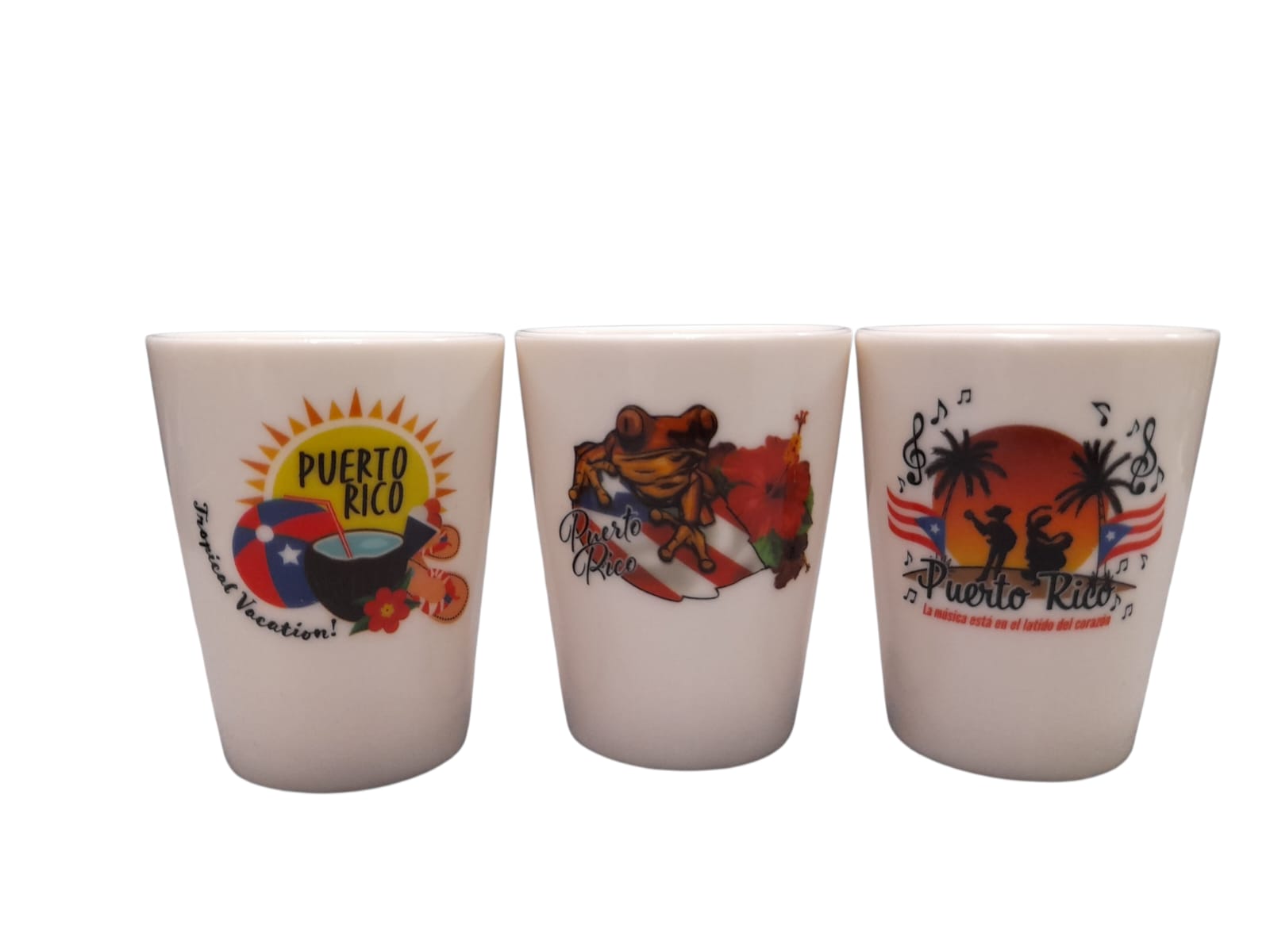 Souvenir de Puerto Rico- 3pc Ceramic Short Cup Set