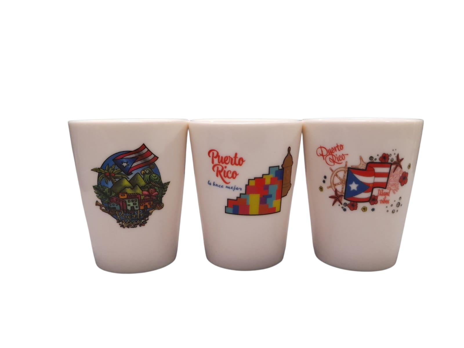 Souvenir de Puerto Rico- 3pc Ceramic Short Cup Set