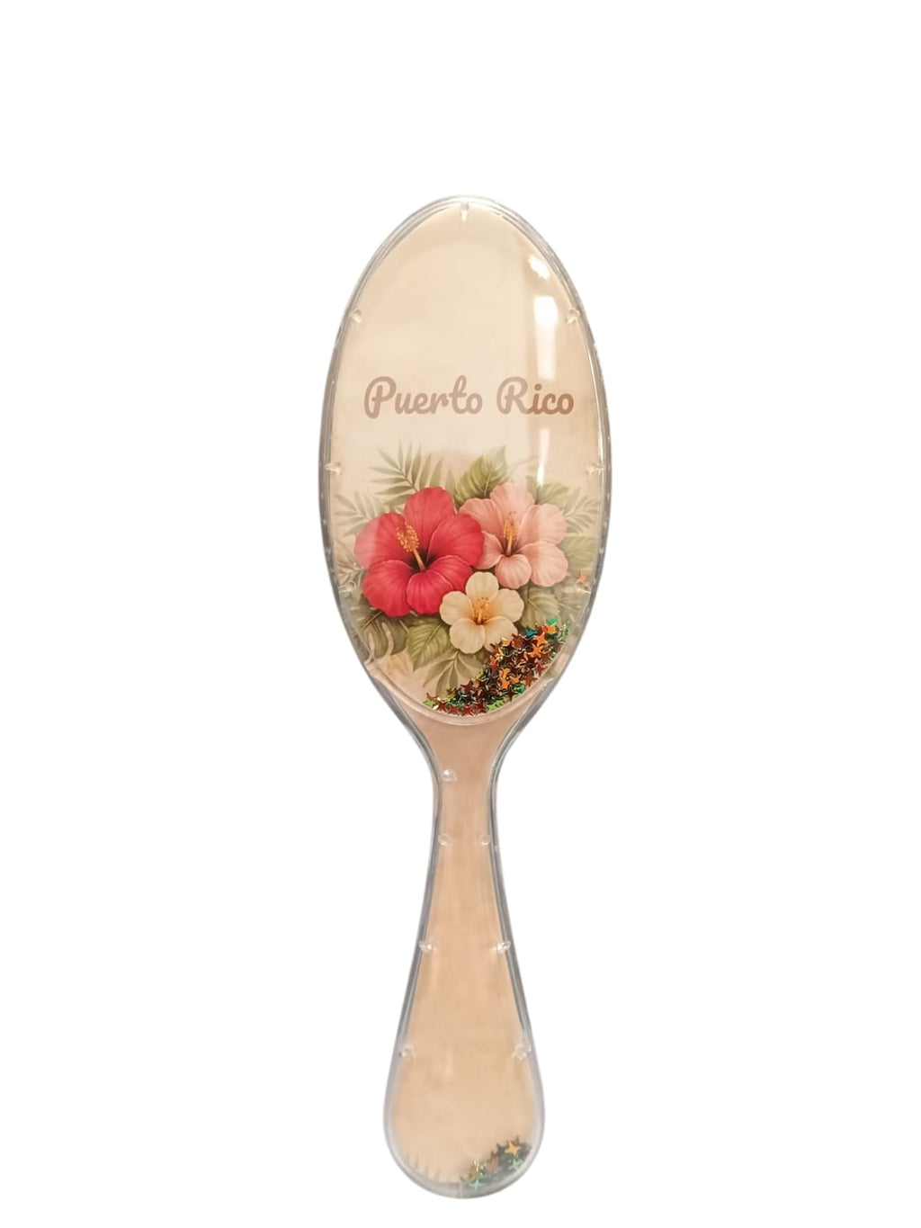 Souvenir - Puerto Rico Hair Brush | Colorful Designs & Glitter Confetti