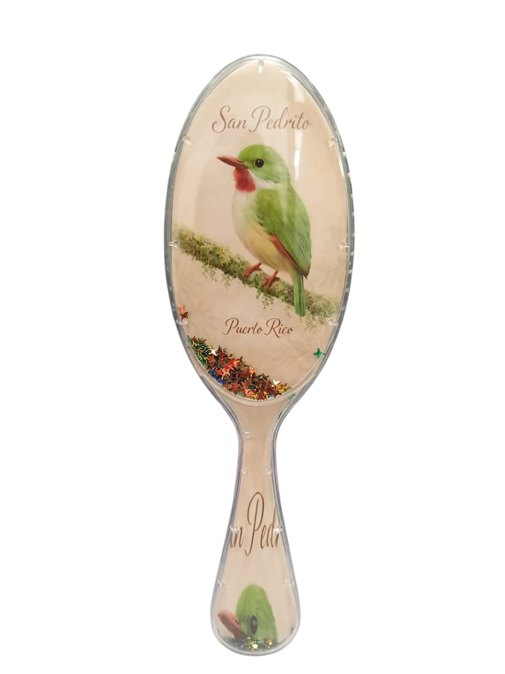 Souvenir - Puerto Rico Hair Brush | Colorful Designs & Glitter Confetti