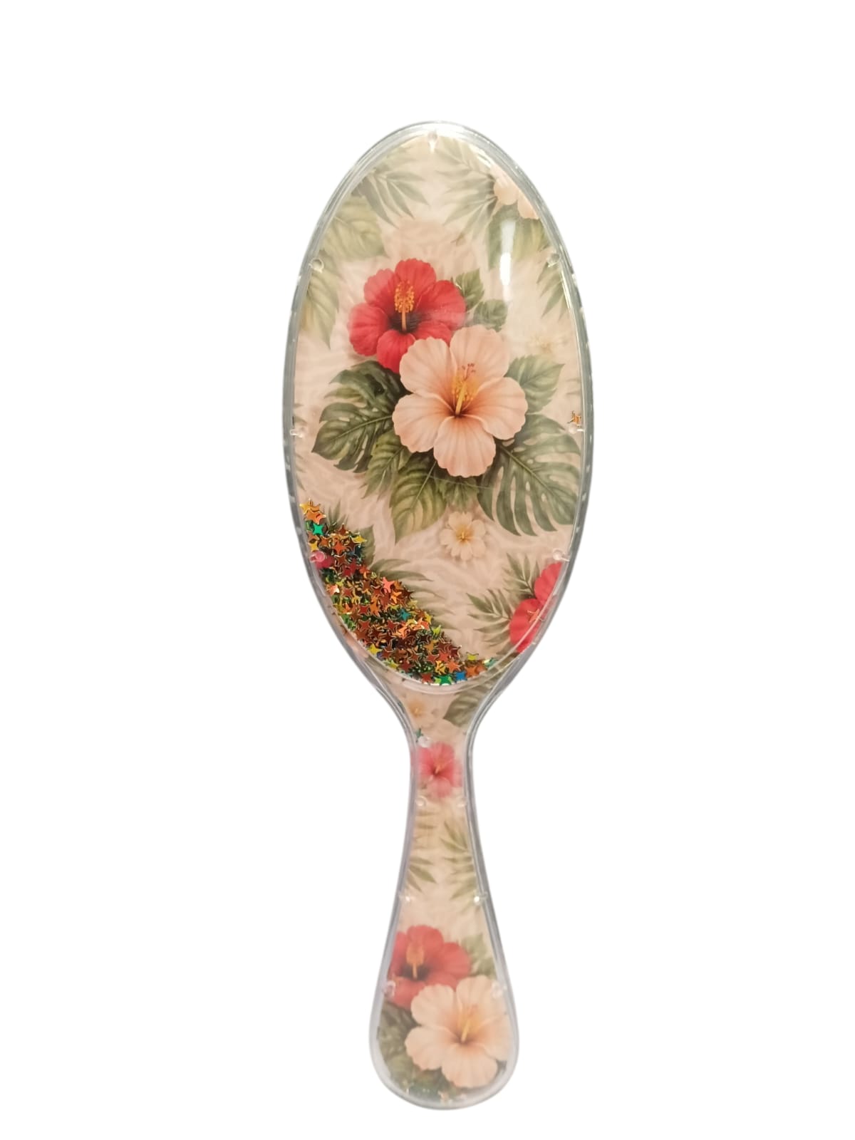 Souvenir - Puerto Rico Hair Brush | Colorful Designs & Glitter Confetti