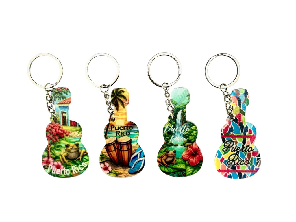 Souvenir - Puerto Rico Guitar Keychain | 4 Styles