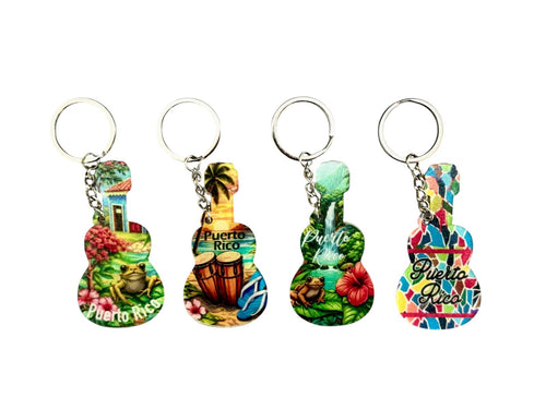 Souvenir - Puerto Rico Guitar Keychain | 4 Styles