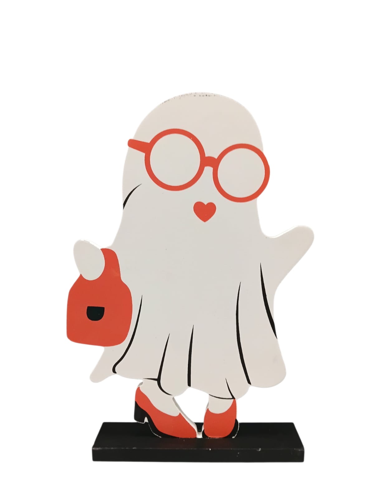 Halloween - Standing Wooden Ghost Decoration | 7.9" x 11.4"