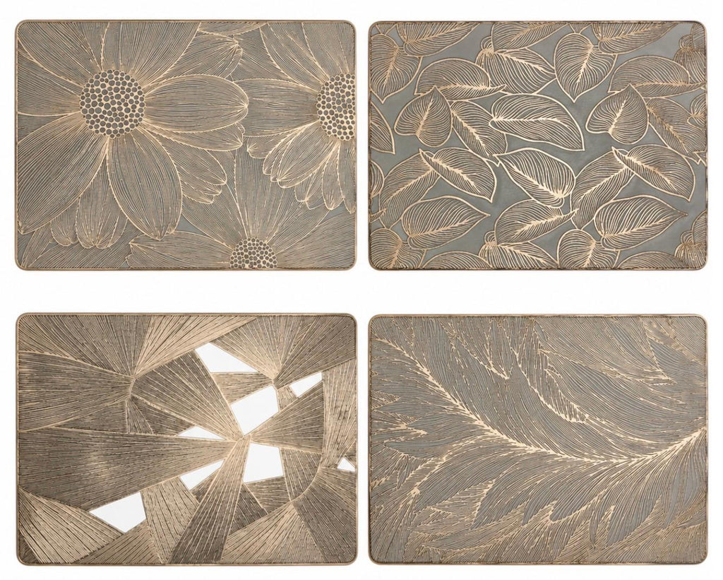 Placemats Decorativos Dorados de 12 x 18" | 4 Diseños Elegantes