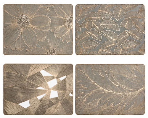 Placemats Decorativos Dorados de 12 x 18" | 4 Diseños Elegantes