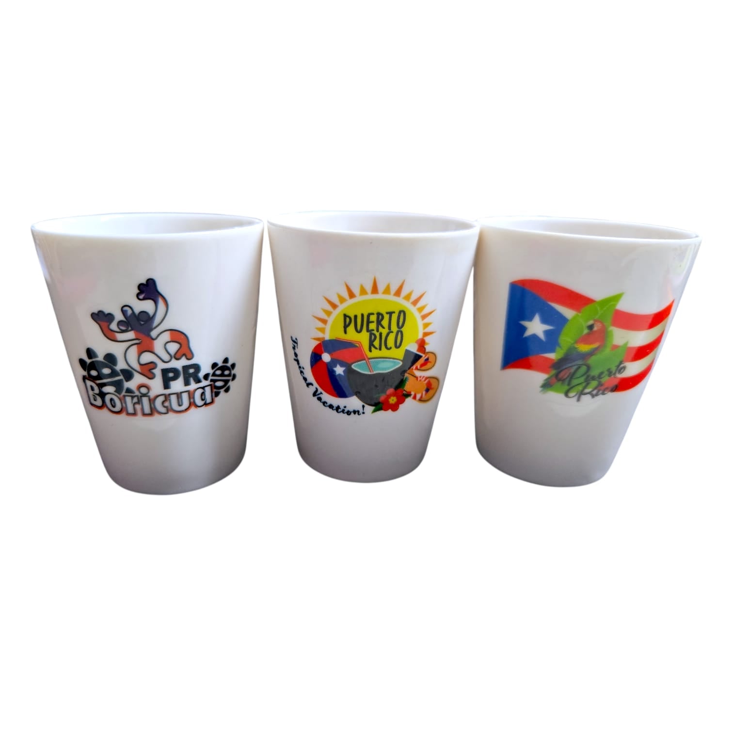 Souvenir de Puerto Rico- 3pc Ceramic Short Cup Set