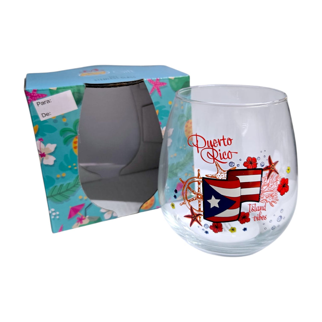 Souvenir de Puerto Rico- Printed Wine Glass Décor