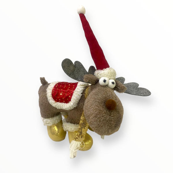 Reindeer Ornament Plush - Oro/ Rojo