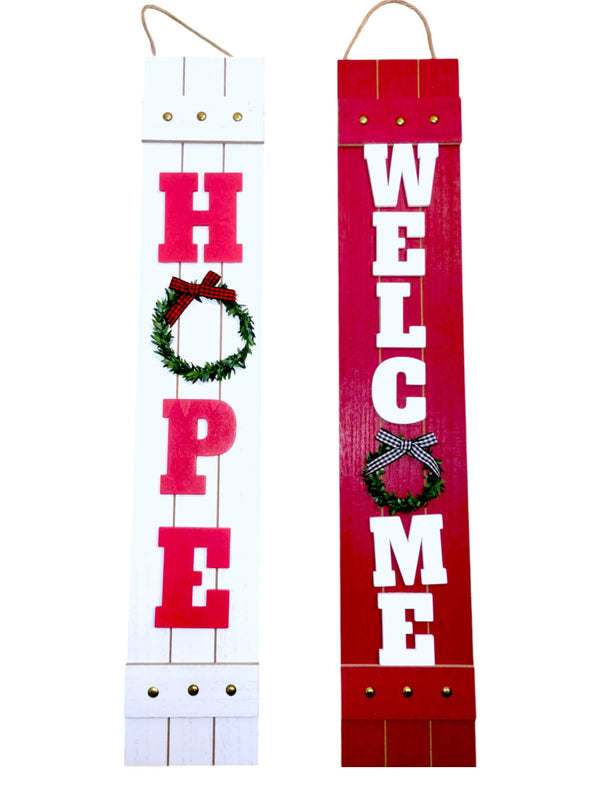 Navidad- Placa de Madera Hope/ Welcome *SOLO RECOGIDO EN TIENDAS*