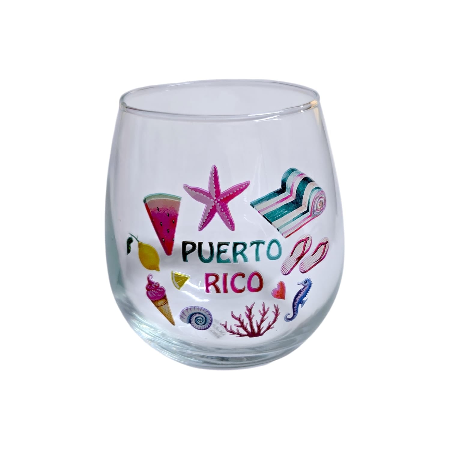 Souvenir de Puerto Rico- Printed Wine Glass Décor
