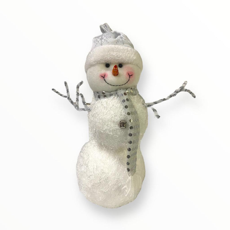 Snowman Ornament Plush- White/Silver