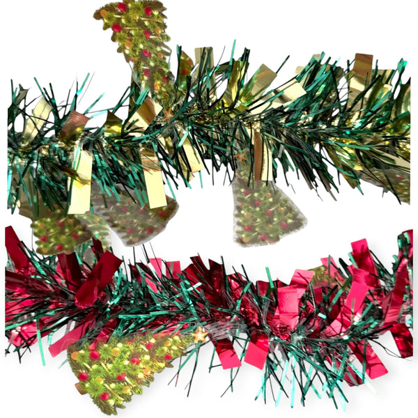Navidad - Guirnalda en Oropel/Tinsel, Color a Escoger con Arbol 9ft