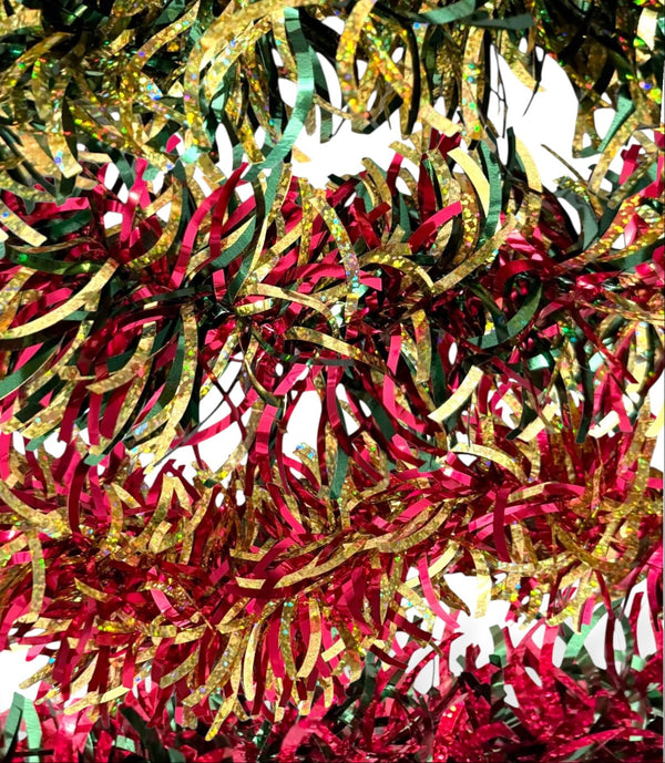 Navidad - Guirnalda en Oropel/Tinsel, Color a Escoger 9ft