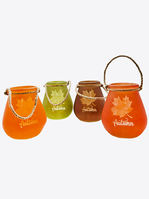 Otoño - Frasco de cristal con agarre de soga 5.50"x3.50" (colores a escoger)
