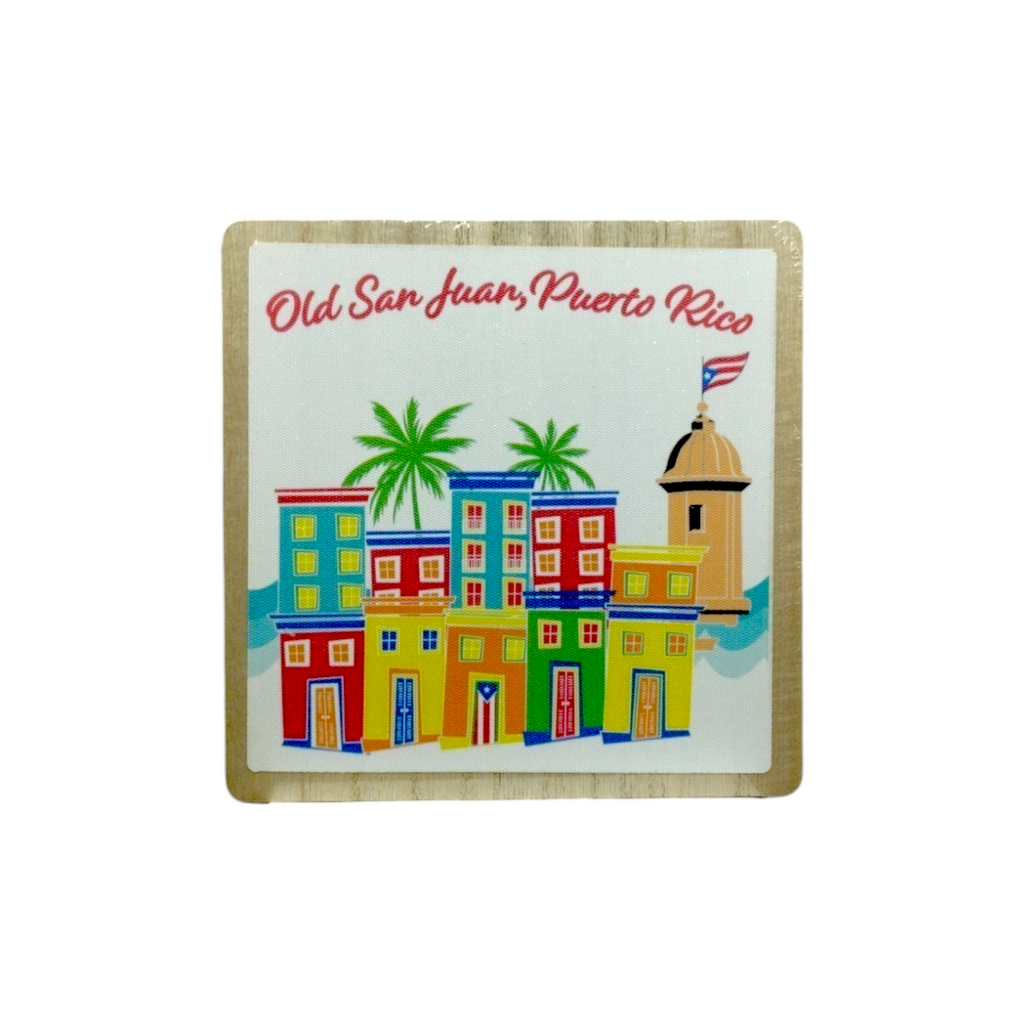 Souvenir de Puerto Rico - Placa de Madera cuadrada con stand (6.4")