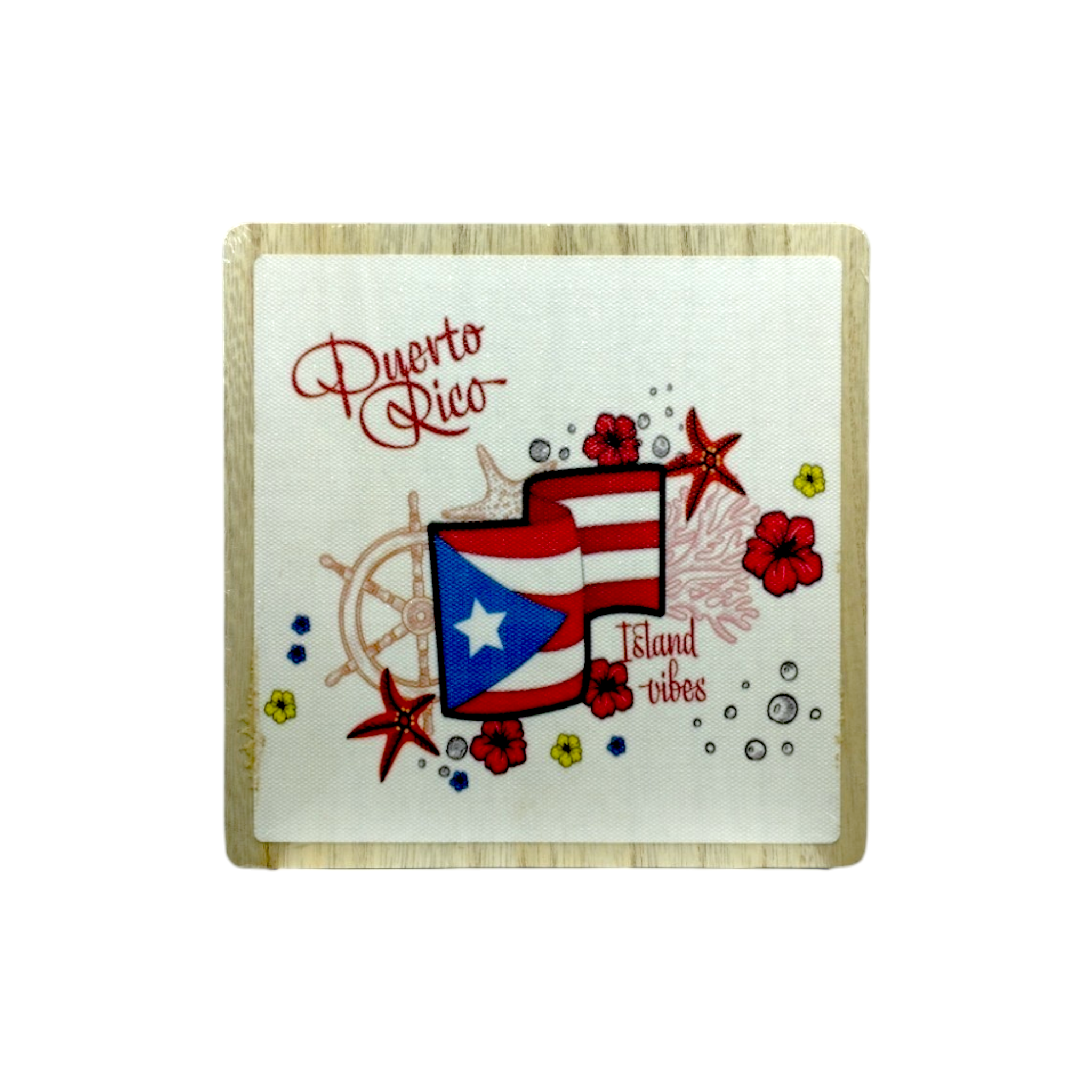 Souvenir de Puerto Rico - Placa de Madera cuadrada con stand (6.4")