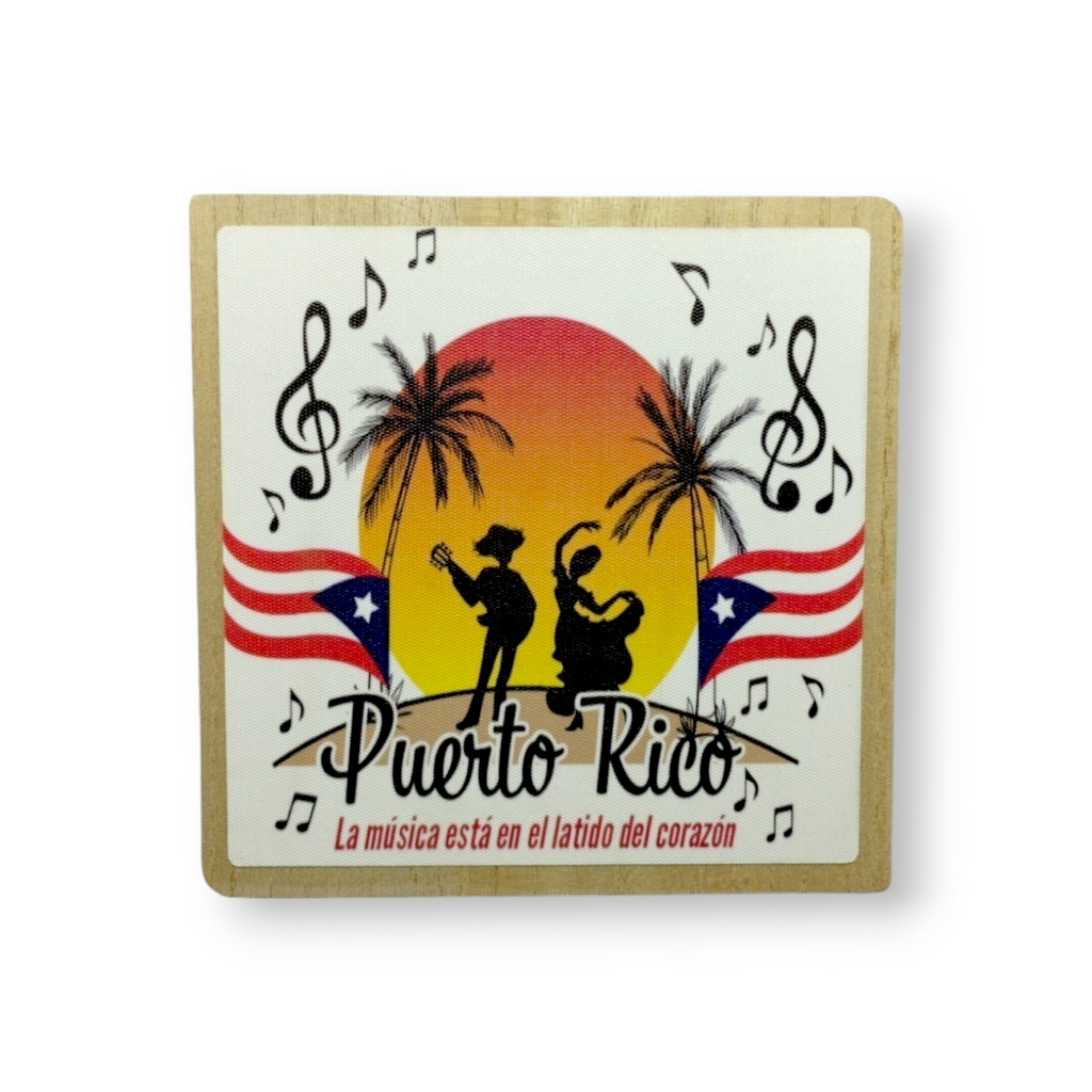 Souvenir de Puerto Rico - Placa de Madera cuadrada con stand (6.4")