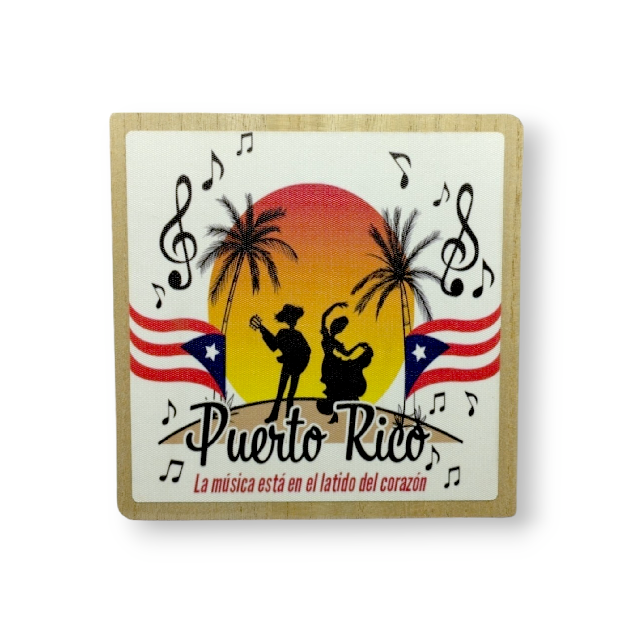 Souvenir de Puerto Rico - Placa de Madera cuadrada con stand (6.4")