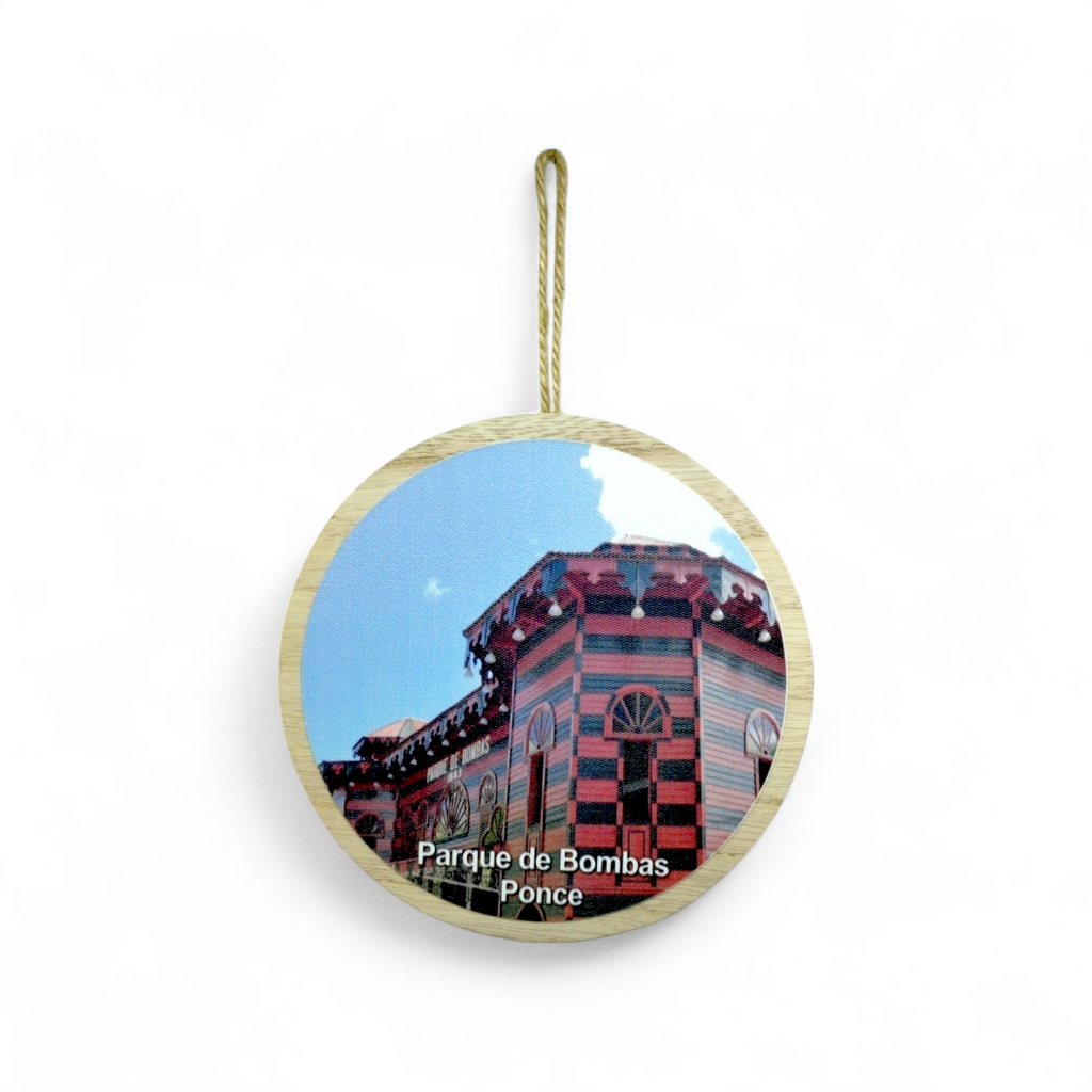 Puerto Rico Souvenir - Round Hanging Wooden Plaque (6.4")