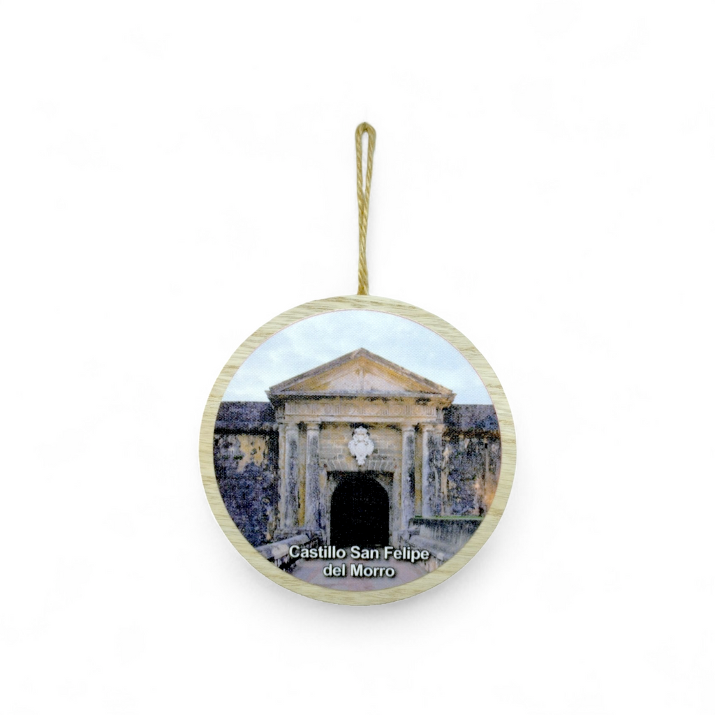 Puerto Rico Souvenir - Round Hanging Wooden Plaque (6.4")