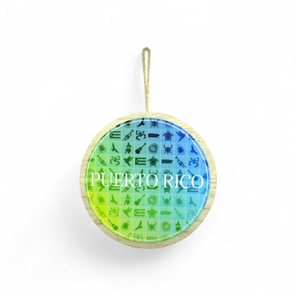Puerto Rico Souvenir - Round Hanging Wooden Plaque (6.4")