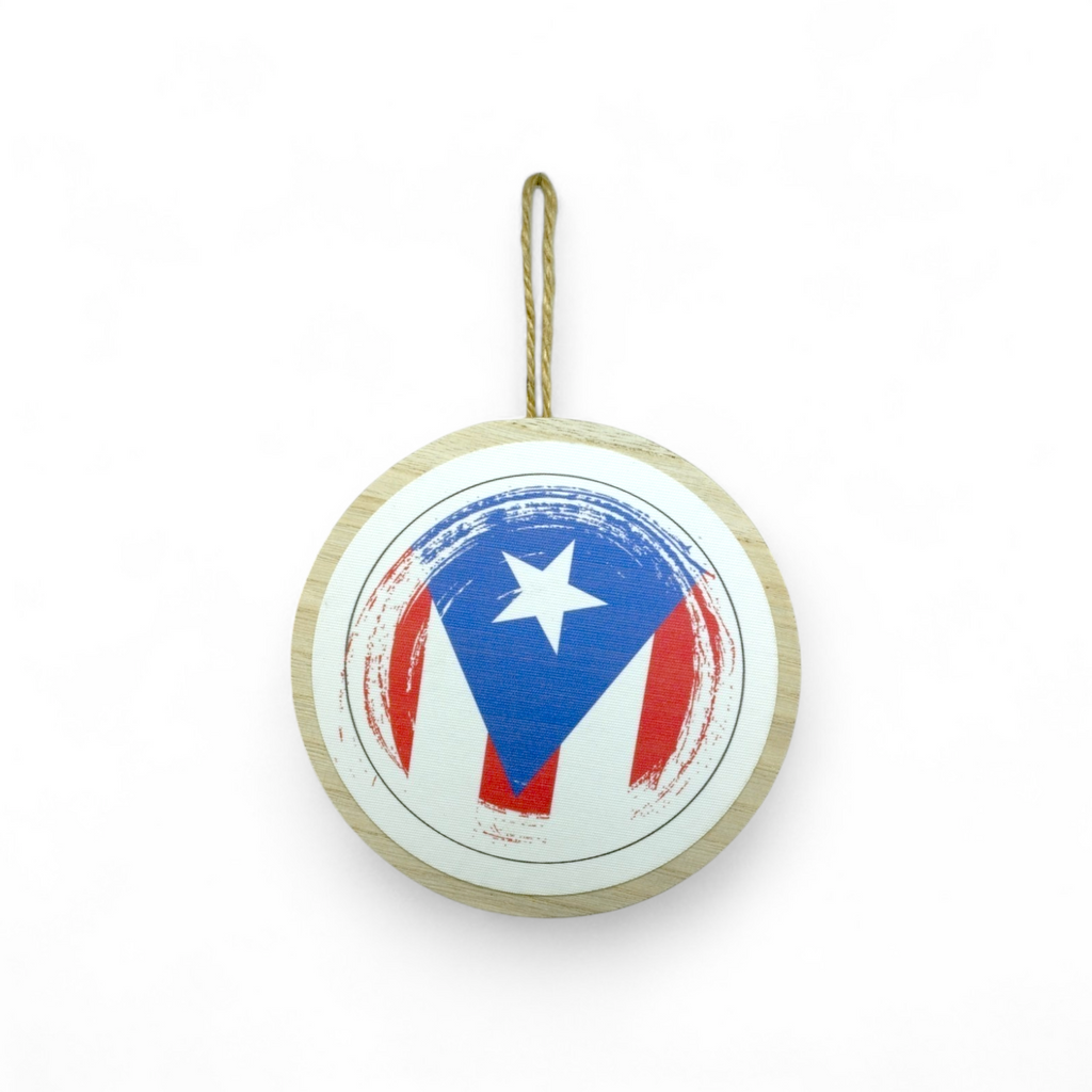 Puerto Rico Souvenir - Round Hanging Wooden Plaque (6.4")