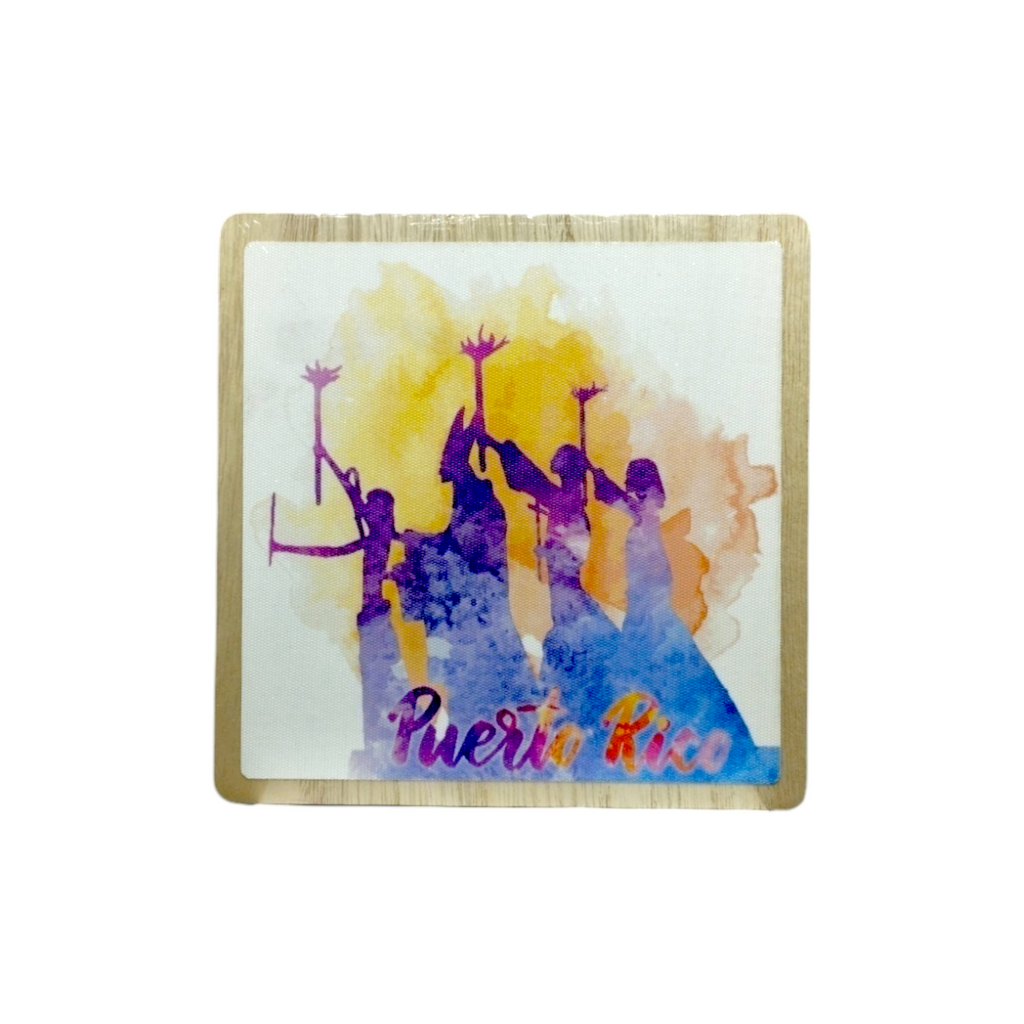 Souvenir de Puerto Rico - Placa de Madera cuadrada con stand (6.4")
