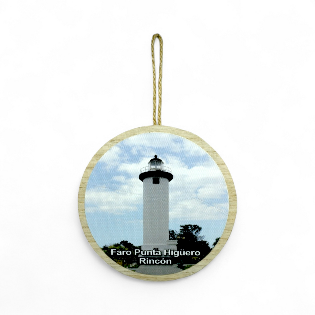 Puerto Rico Souvenir - Round Hanging Wooden Plaque (6.4")